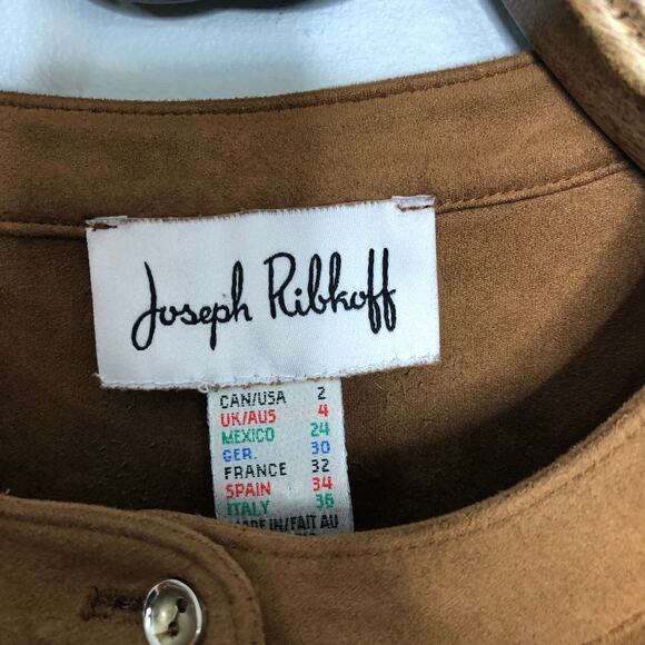 Joseph Ribkoff Faux Suede Snap Button Front Mini Dress Tunic Long Sleeve Tan 2 - Picture 3 of 10